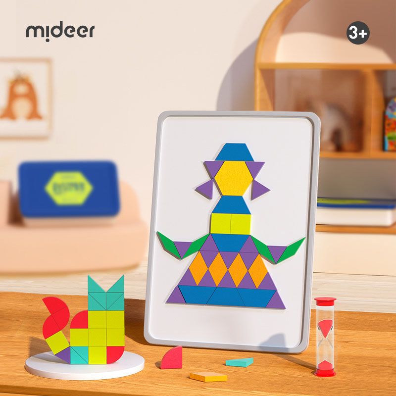 Mideer - Magnetic Wooden Geometry Blocks - 250pcs