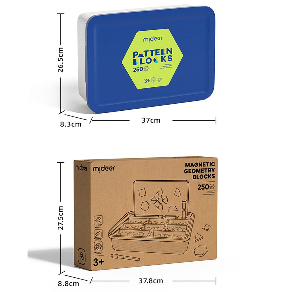 ماي دير - مكعبات تركيب خشبية مغناطيسية هندسية - 250 قطعة