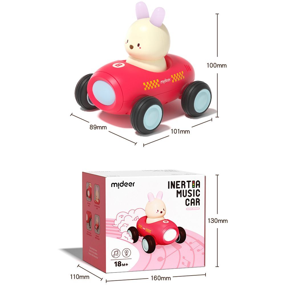 Mideer - Musical Car - Bonnie Bunny - Red