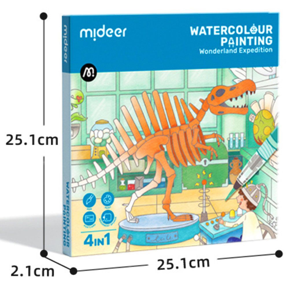 ماي دير - مجموعة الرسم بالألوان المائية 4 في 1 - رحلة بلاد العجائب