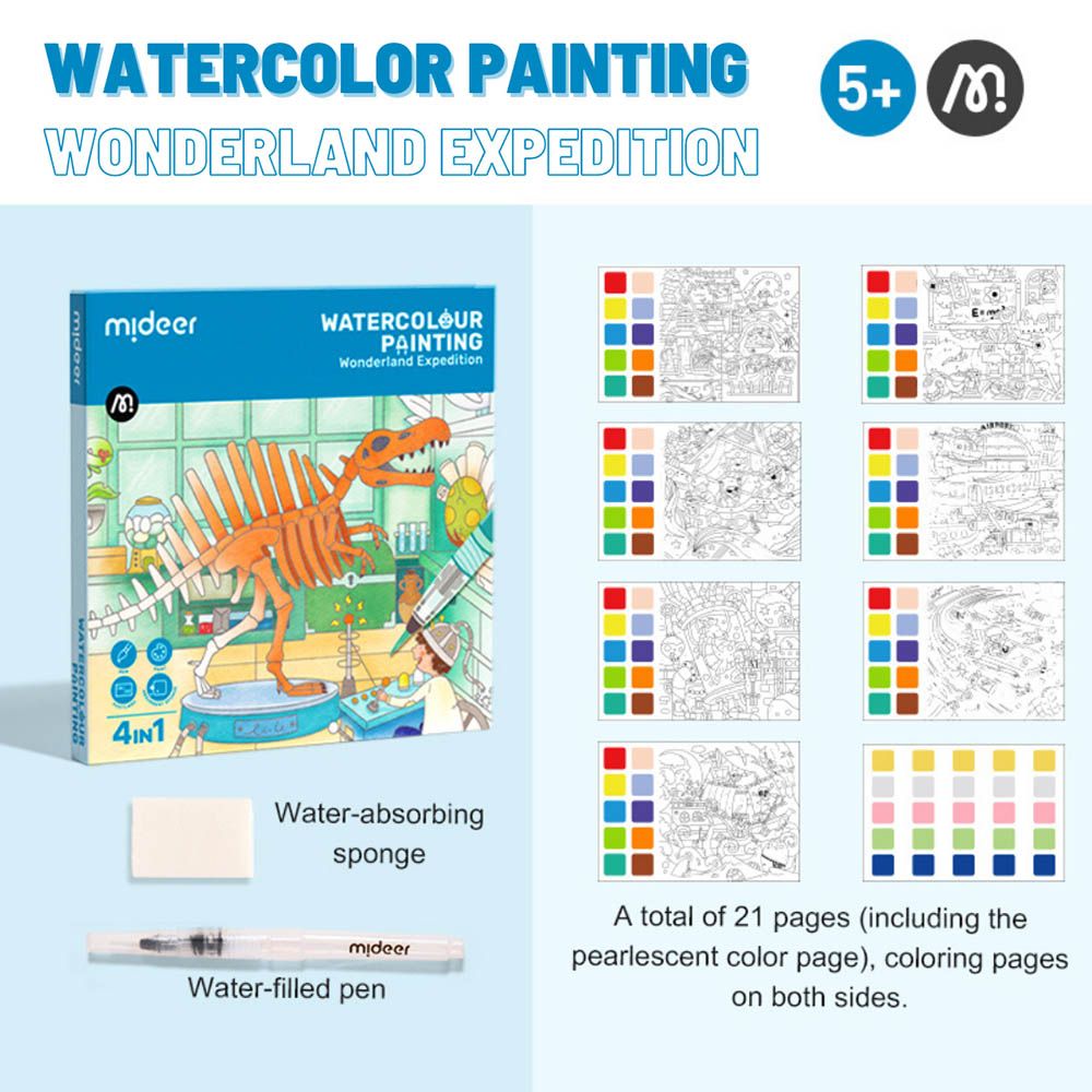 Mideer - 4-In-1 Watercolor Painting Kit - Wonderland Expedition