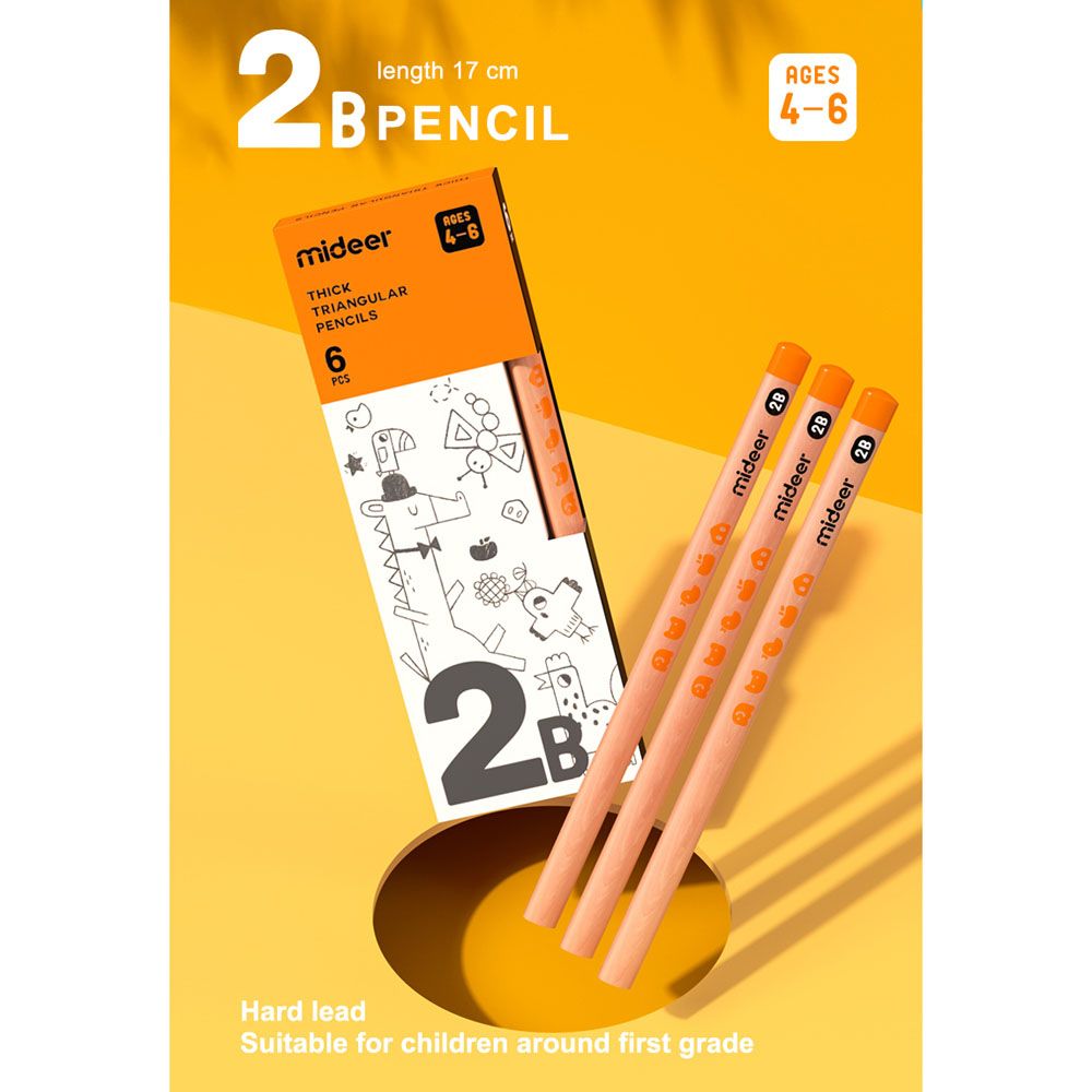 Mideer - Triangular Pencil 2B - 6pcs