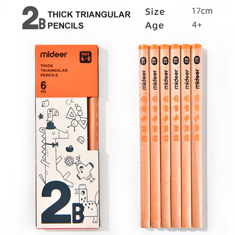 Mideer - Triangular Pencil 2B - 6pcs