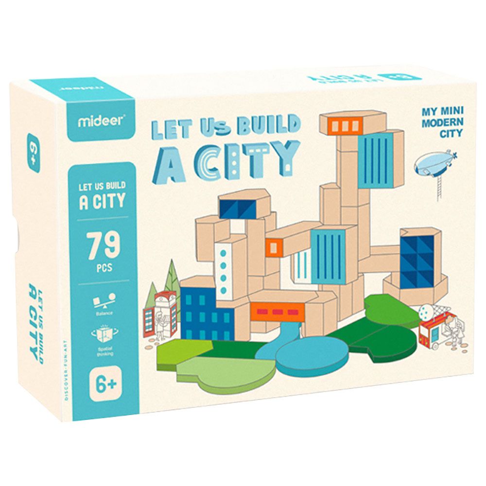 Mideer - Let Us Build A City Wooden Blocks - 79pcs