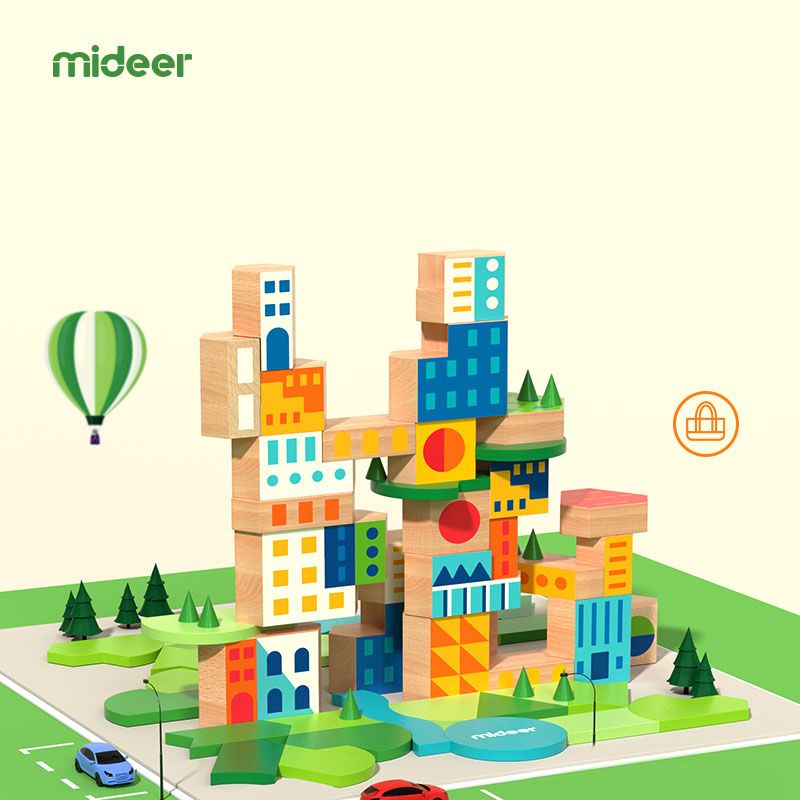 Mideer - Let Us Build A City Wooden Blocks - 79pcs