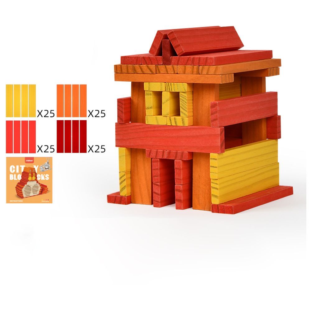 Mideer - Archimedes Wooden Blocks - Warm Color Palette