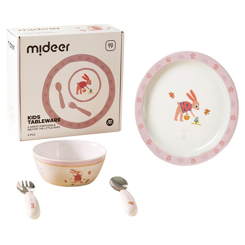 Mideer - Kids Tableware Set - Mrs. Bunny - Pink