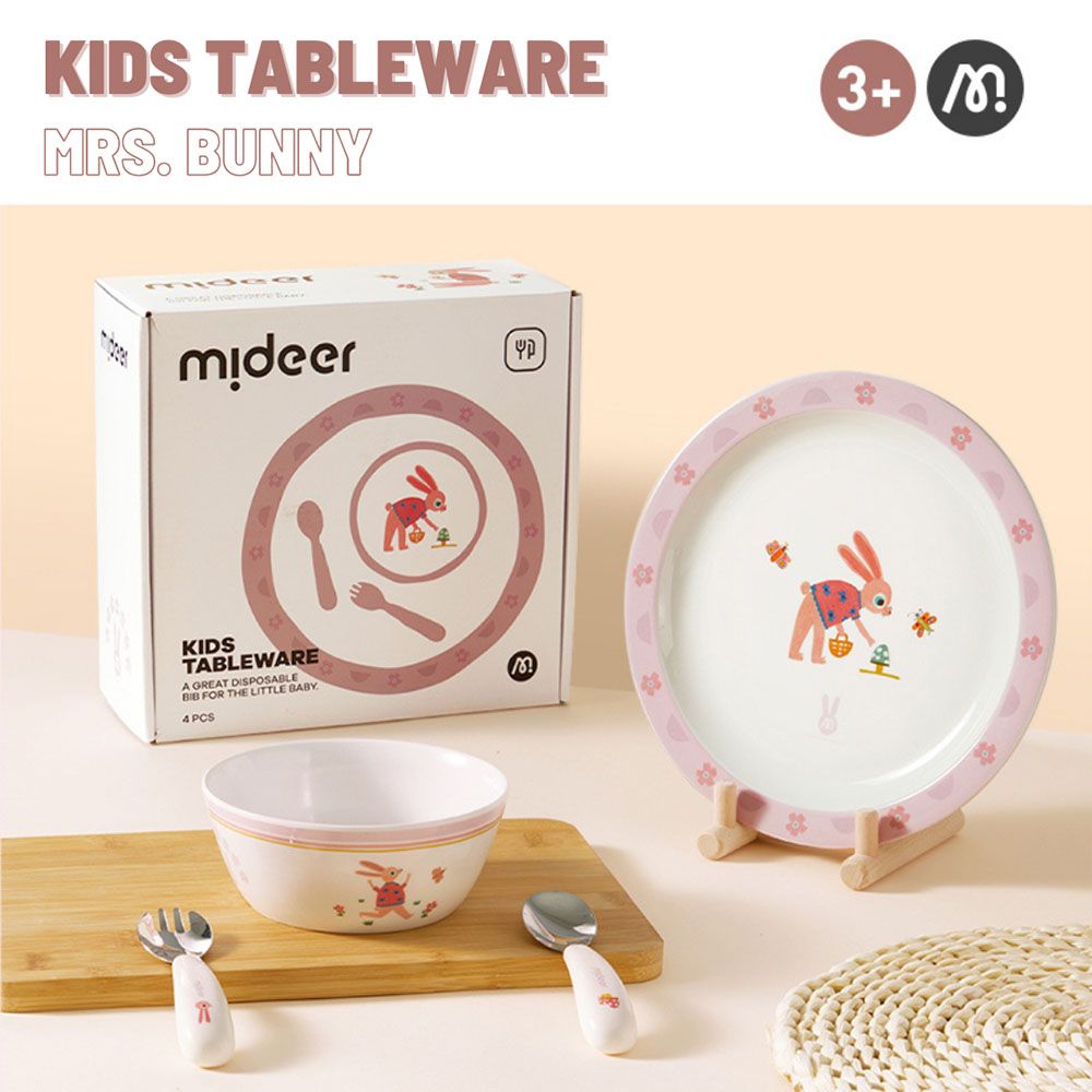 Mideer - Kids Tableware Set - Mrs. Bunny - Pink