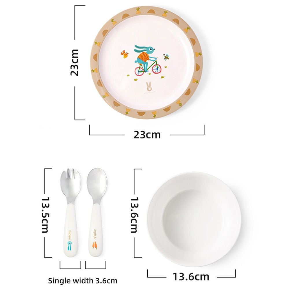 Mideer - Kids Tableware Set - Mr. Bunny - Brown