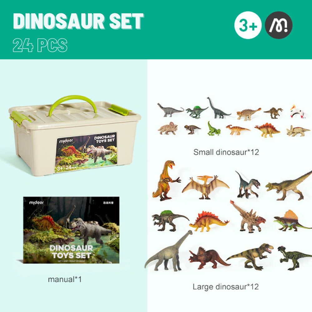 Mideer - Dinosaur Toy Set - 24pcs