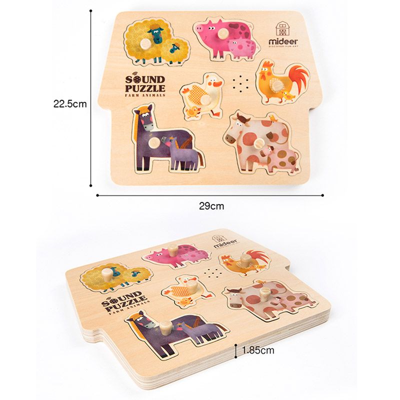 Mideer - Wooden Sound Puzzle - Farm Animals 