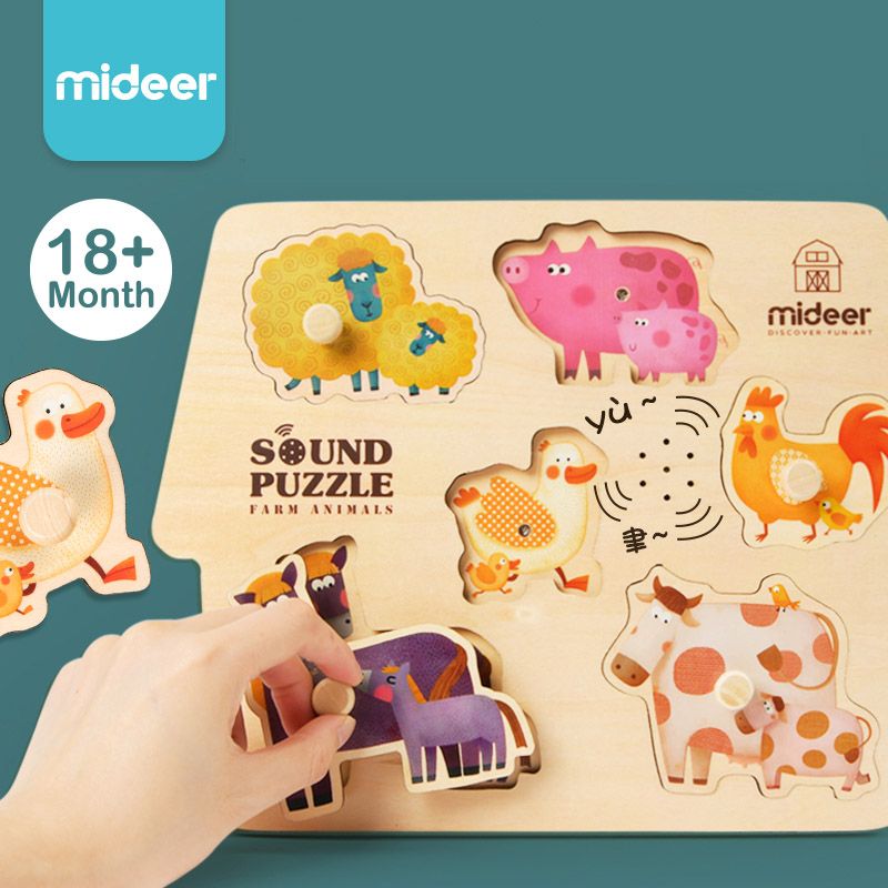 Mideer - Wooden Sound Puzzle - Farm Animals 