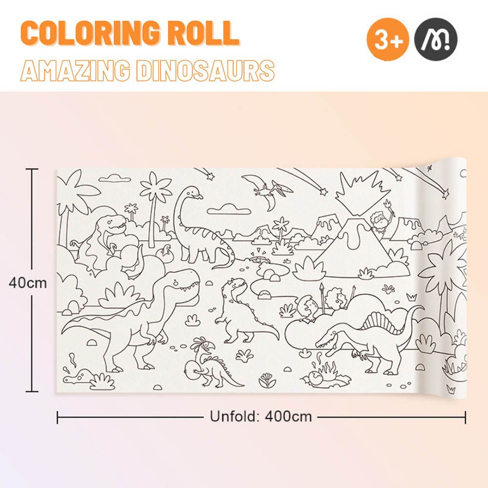 Mideer - Self Adhesive Coloring Roll - Dinosaurs - 4m