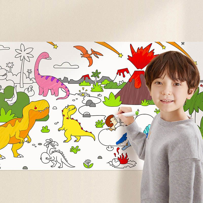 Mideer - Self Adhesive Coloring Roll - Dinosaurs - 4m