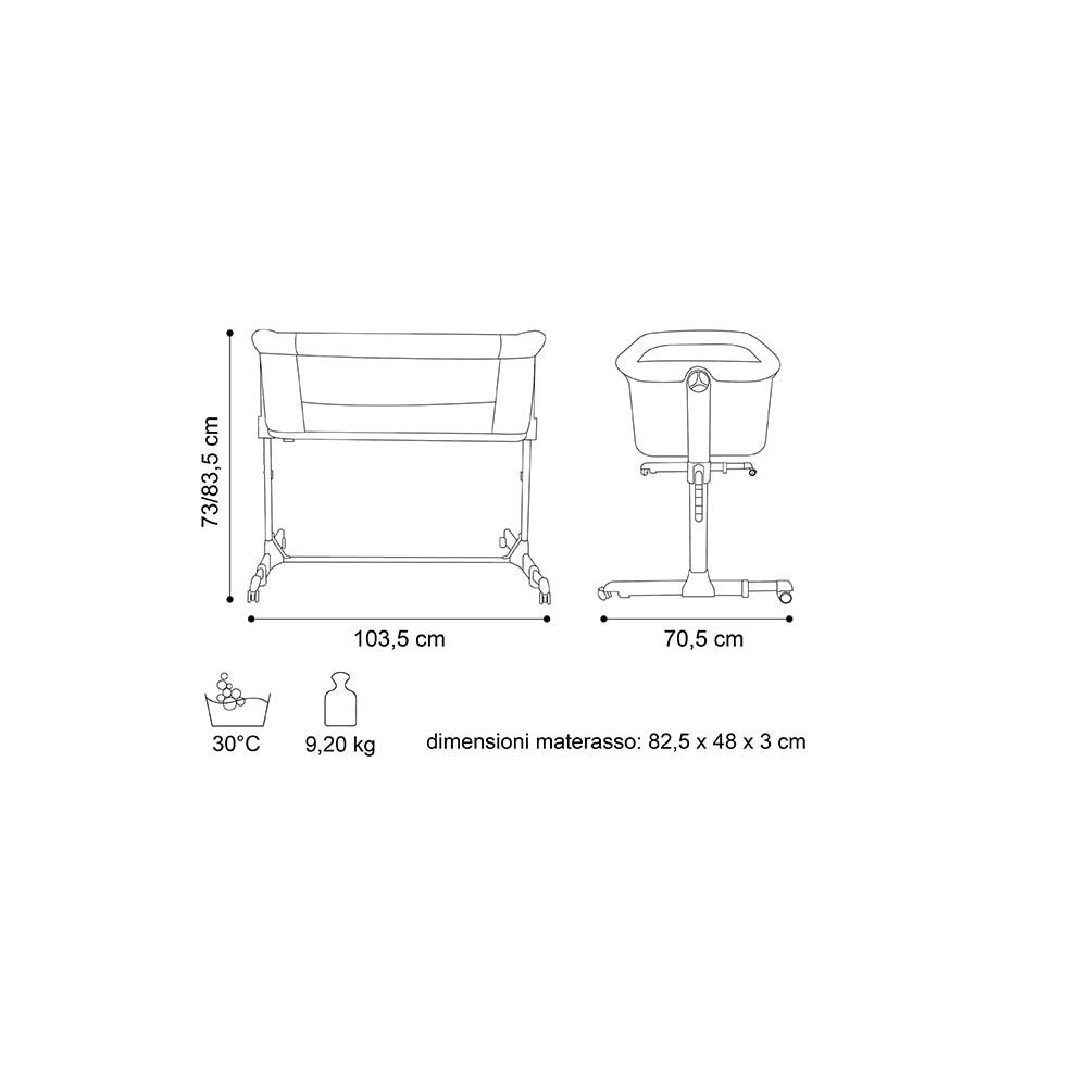 Brevi - Vicino Air Feel Foldable Bedside Crib - Grey