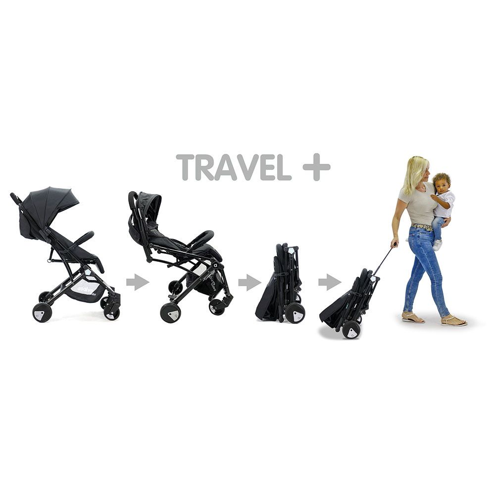 Asalvo - Travel+ Stroller - Black Aqua