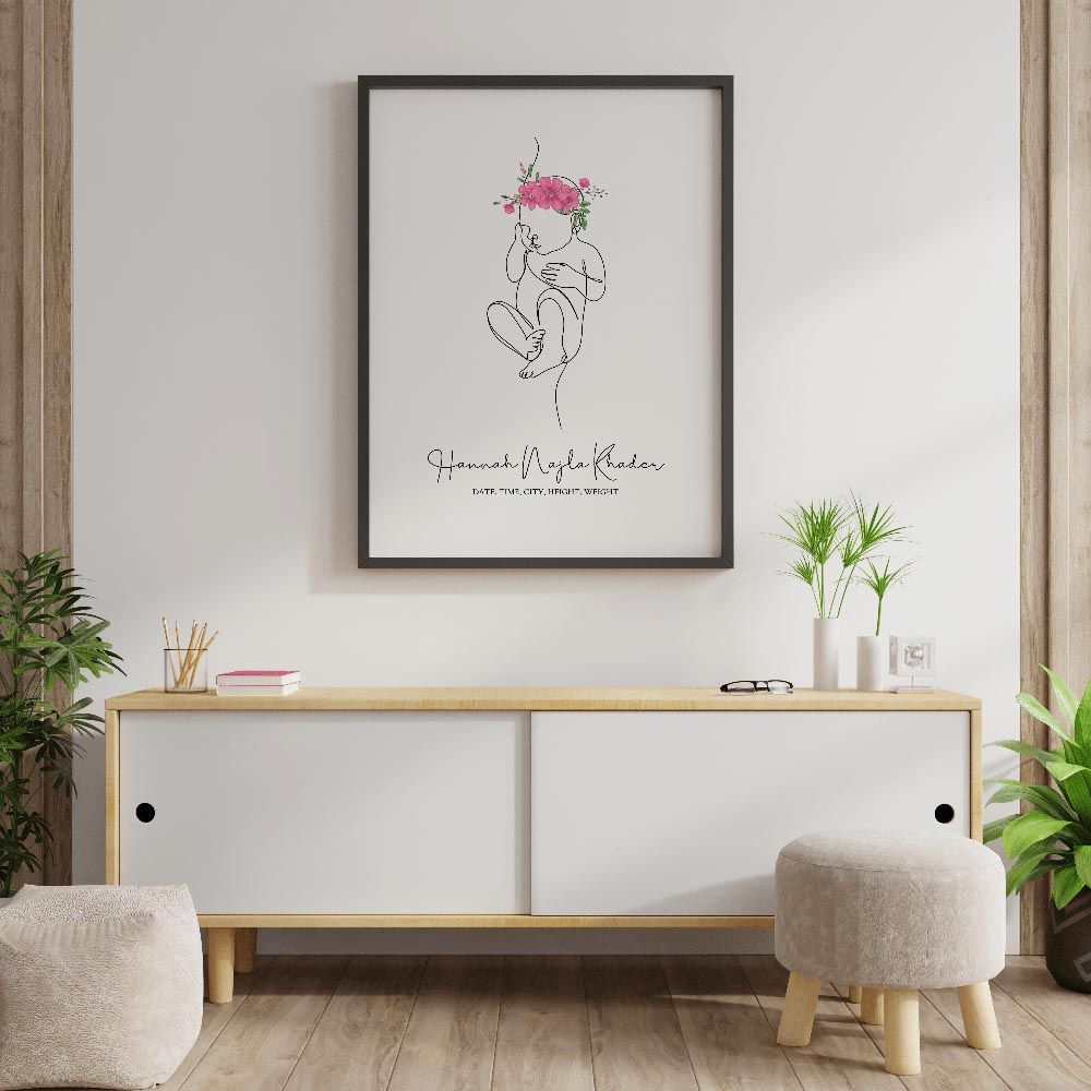 Twinkle And Giraffe Designs - Birth Poster 1:1 Pink Crown