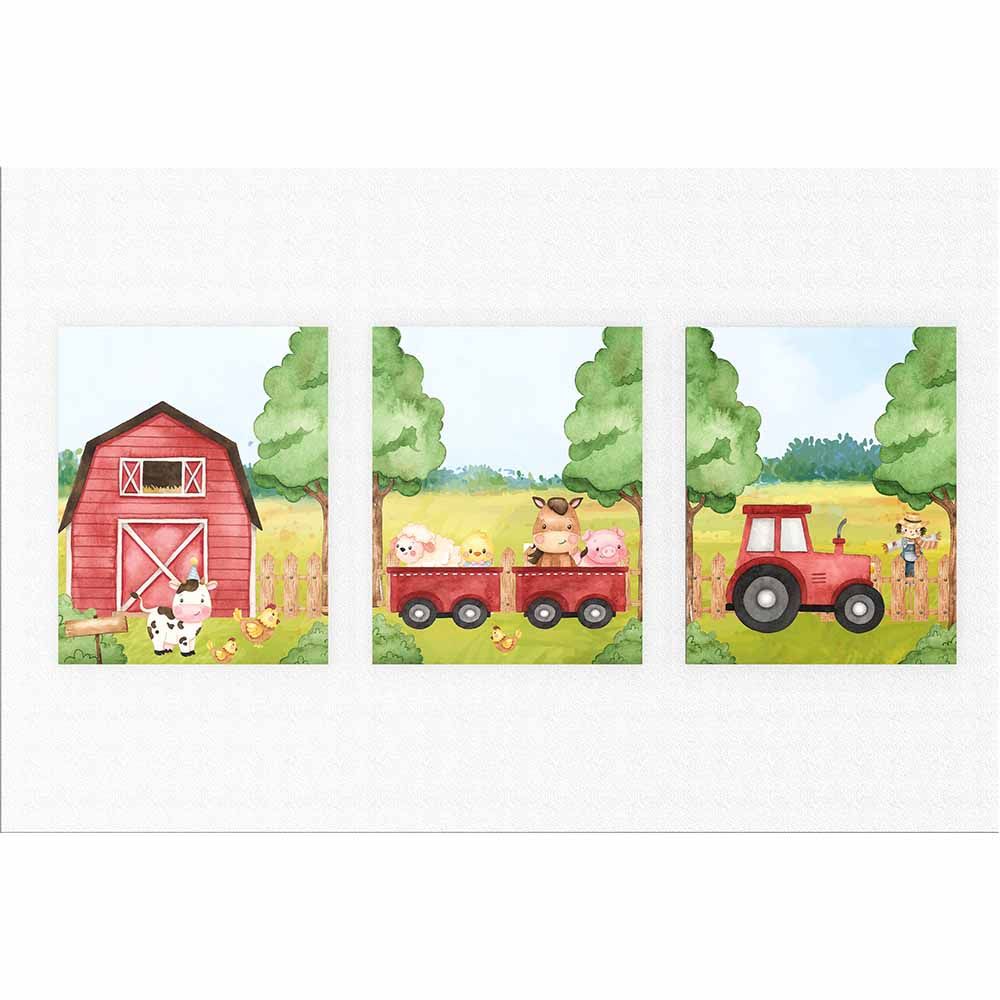 Twinkle And Giraffe Designs Farm Animals Nursery Decor Art - Set of 3