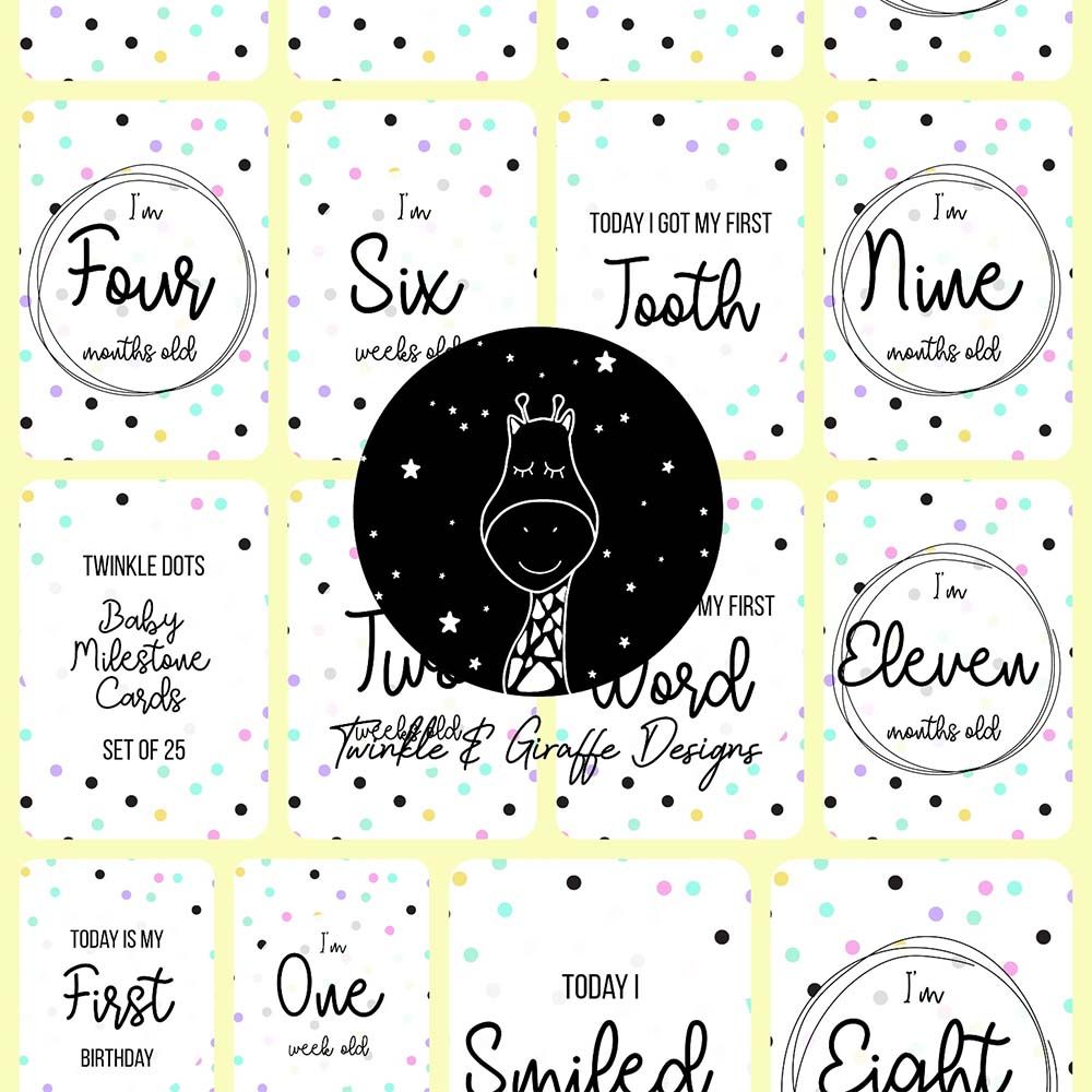 Twinkle And Giraffe - Dots Baby Milestone Cards 25C