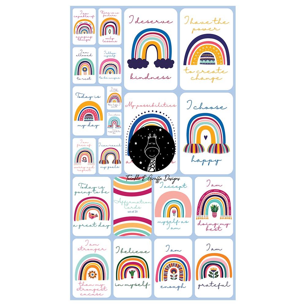 Twinkle & Giraffe - Set Of 20 Rainbow Affirmation Cards