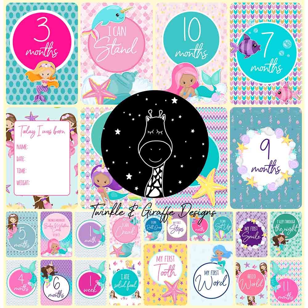 Twinkle and Giraffe Designs - Mermaid Milestone Stickers