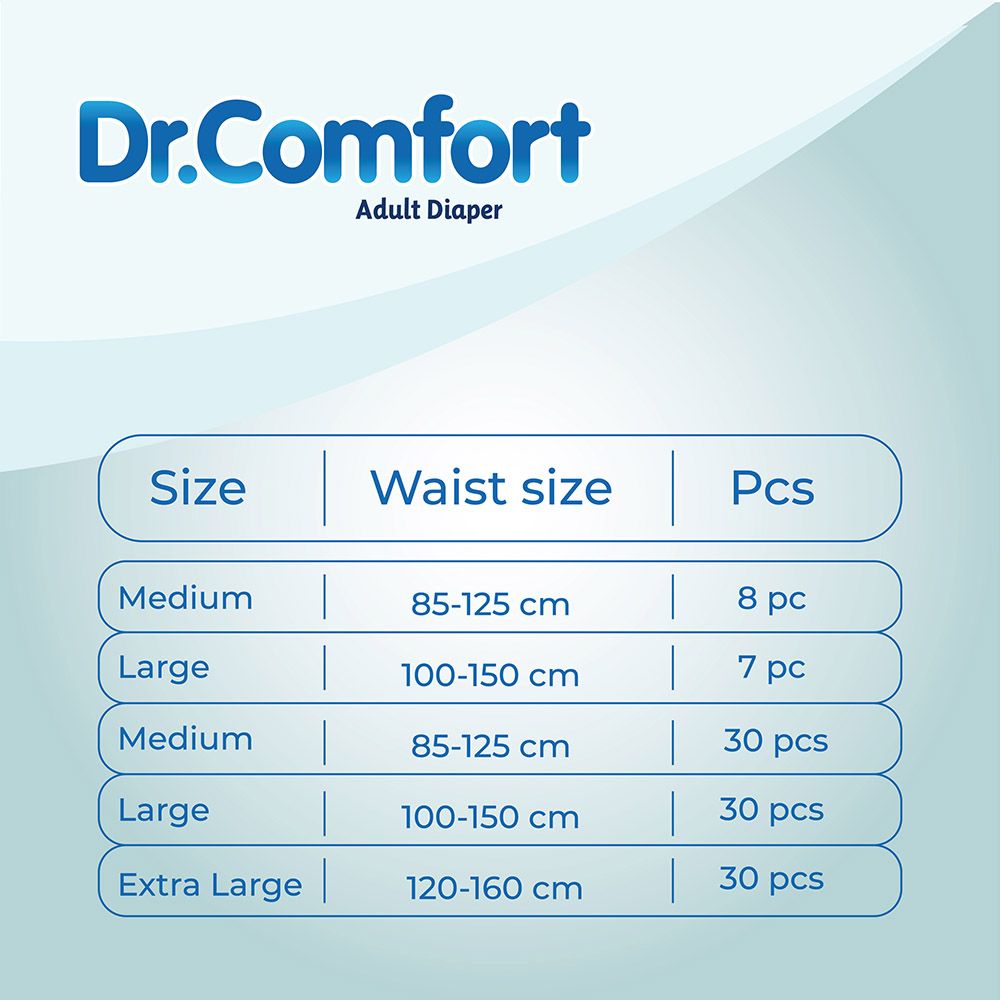 Dr Comfort - Adult Diaper Large 100-150cm - 7pcs