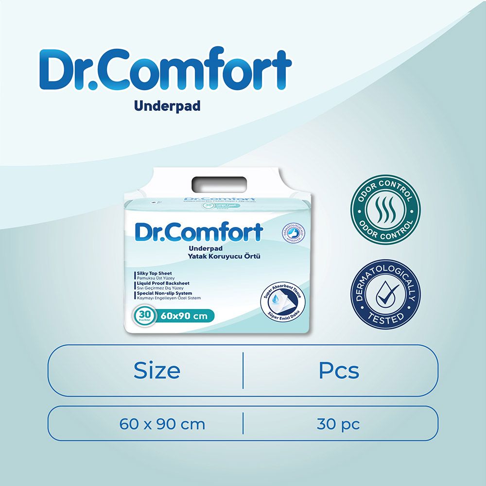 Dr Comfort - Underpads Super Absorbent and Leak Proof 60-90cm - 30pcs