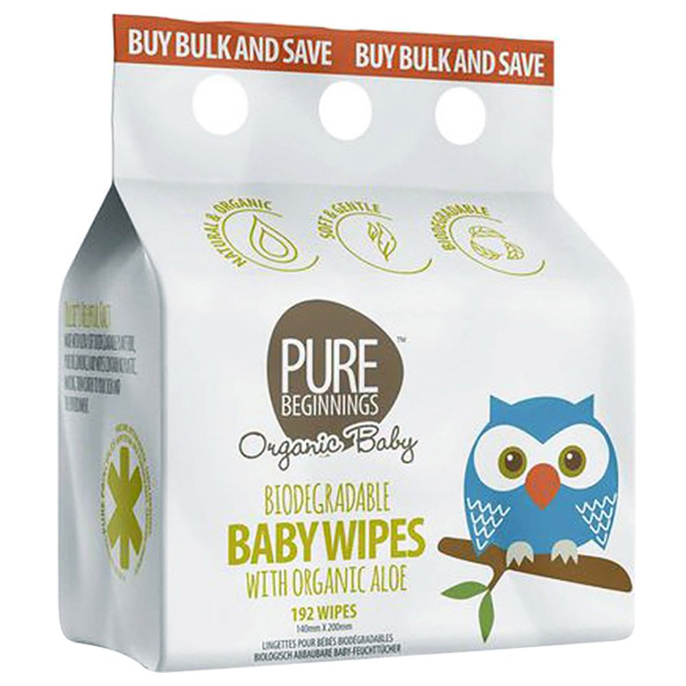 Pure Beginnings - Biodegradable Organic Baby Wipes 192Pcs