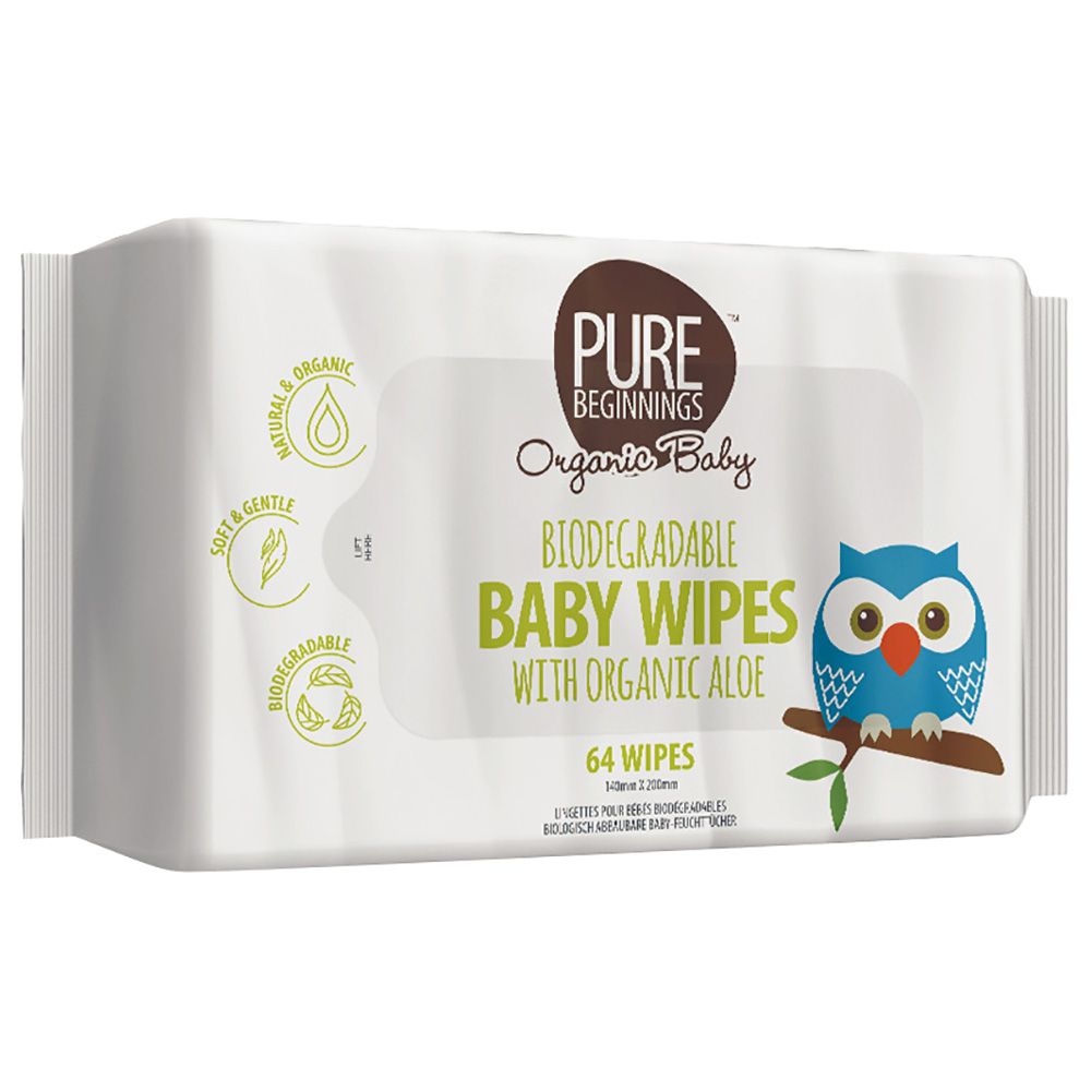 Pure Beginnings - Biodegradable Organic Baby Wipes 64Pcs