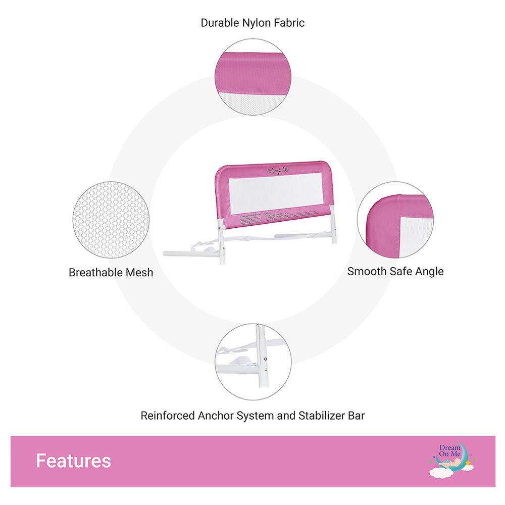 Dream On Me - Breathable Mesh Safety Bed Rail - Pink