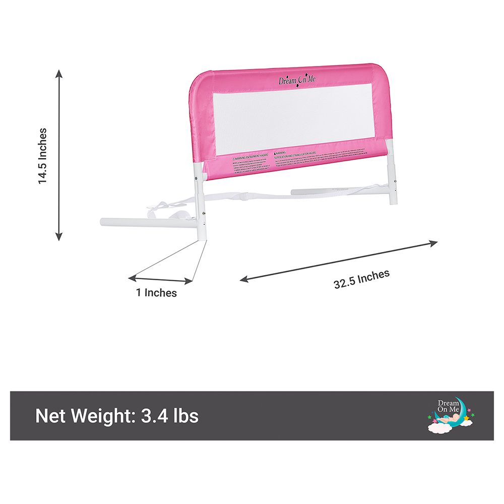 Dream On Me - Breathable Mesh Safety Bed Rail - Pink