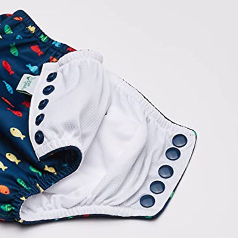 Green Sprouts - Snap Swimsuit Diaper - Navy Fish Geo