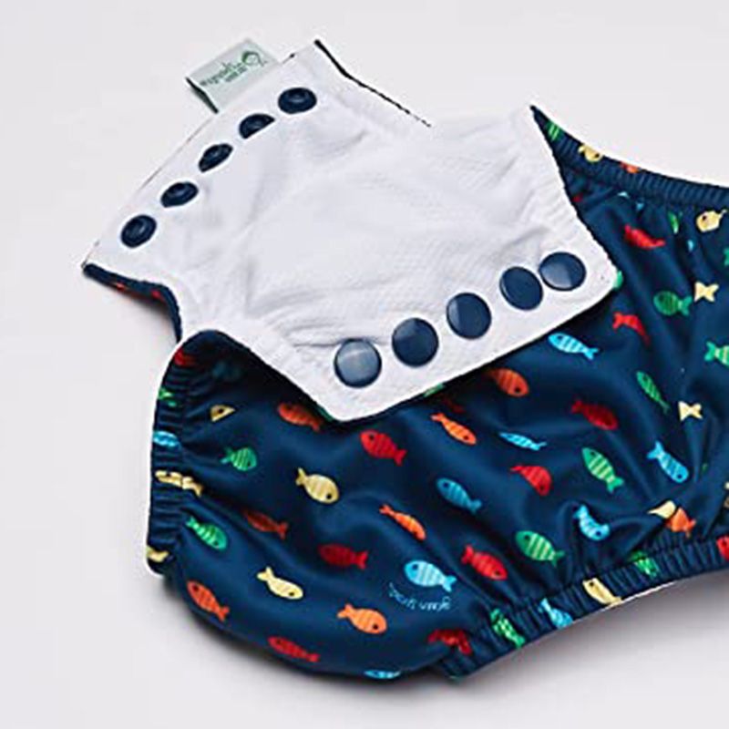 Green Sprouts - Snap Swimsuit Diaper - Navy Fish Geo