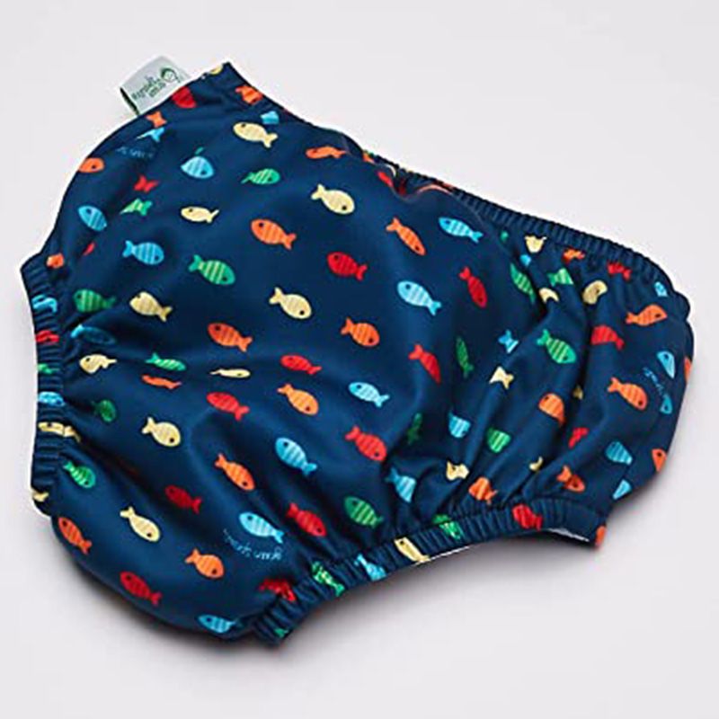 Green Sprouts - Snap Swimsuit Diaper - Navy Fish Geo