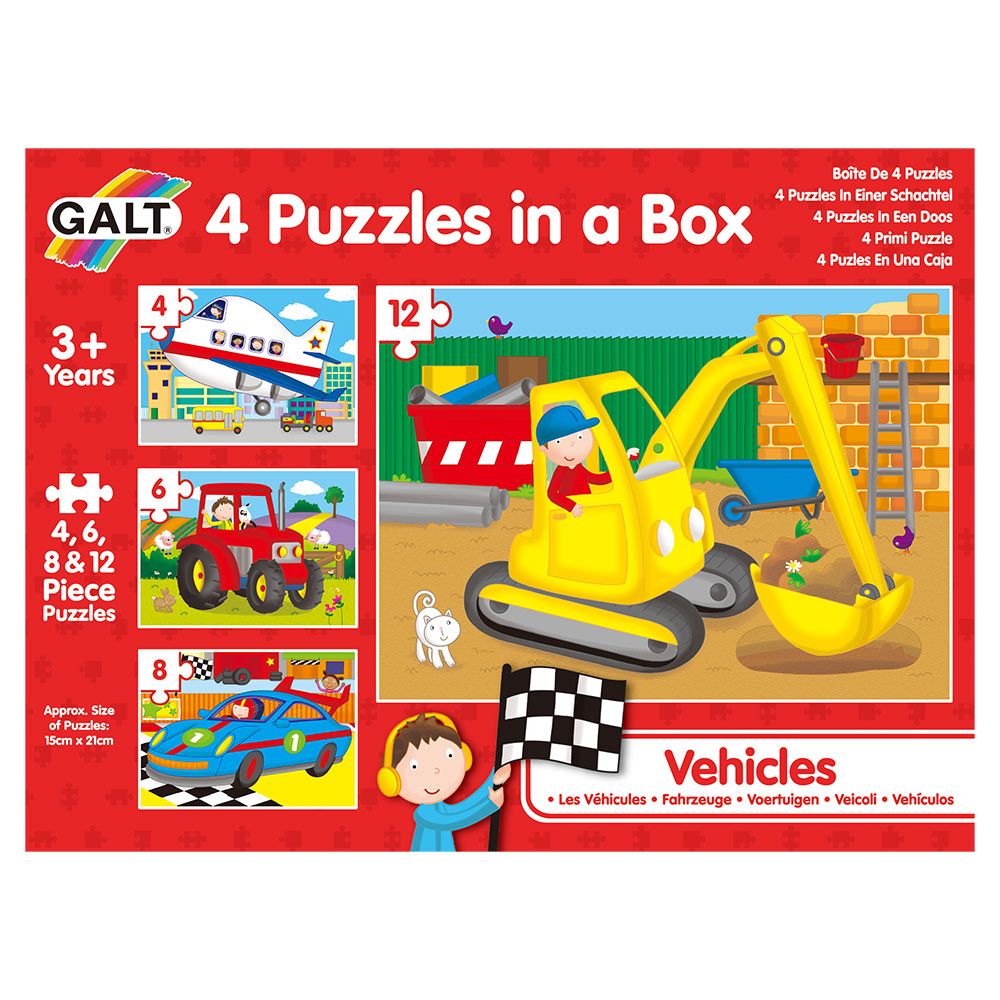 Galt Toys - Vehicles 4 Puzzles in a Box 30pcs