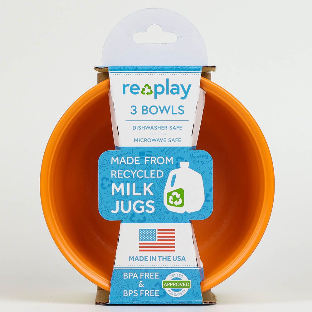 Re-play - Orange, Yellow & Green Packaged Bowls - Pack of 3