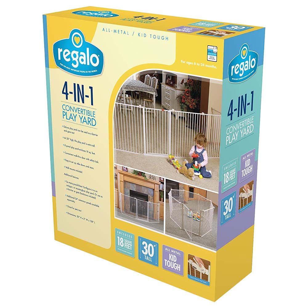 Regalo - Super Wide Baby Gate And Play Yard - 488cm - White