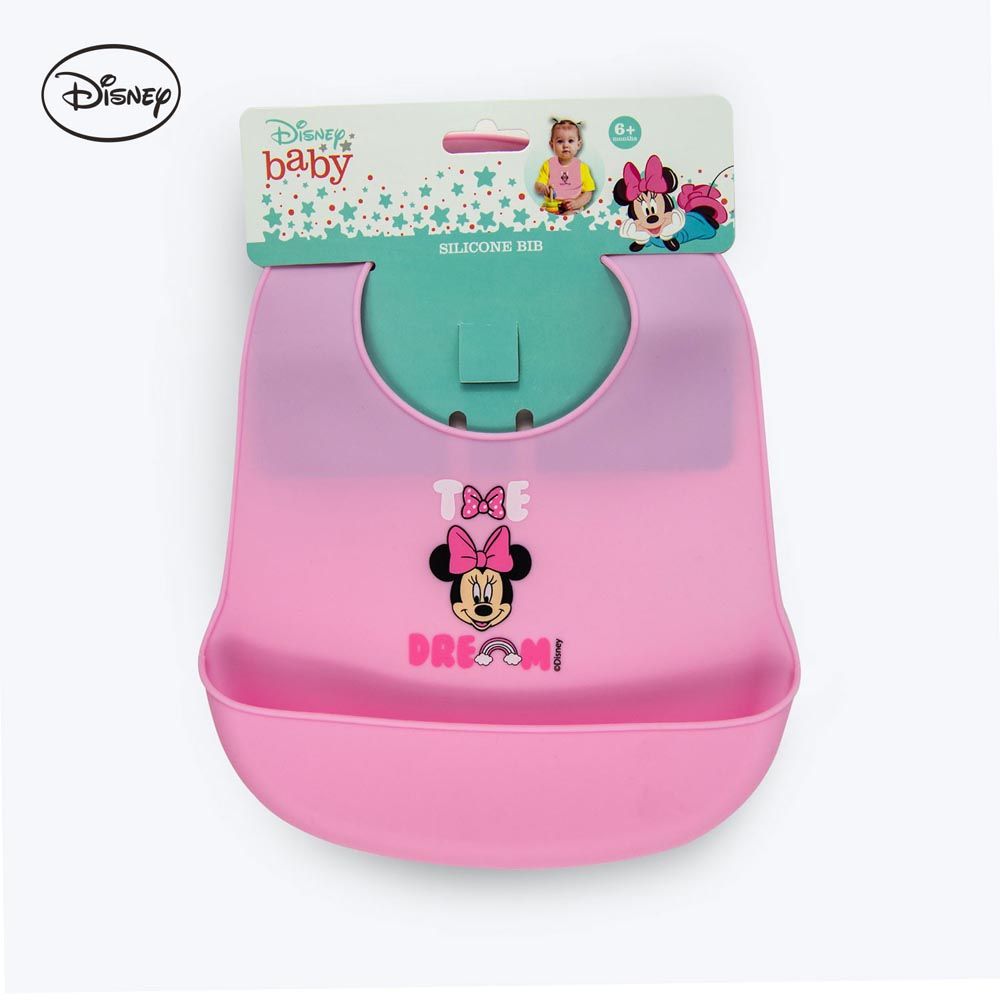 Disney - Minnie Mouse Silicone Baby Bib - Pink