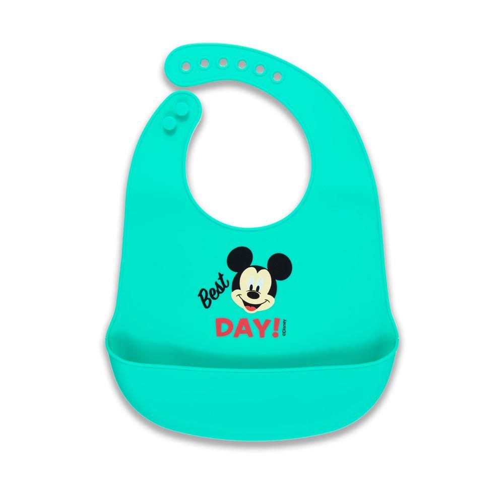 Disney - Mickey Mouse Silicone Baby Bib - Green