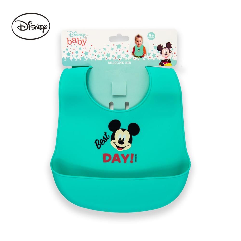 Disney - Mickey Mouse Silicone Baby Bib - Green