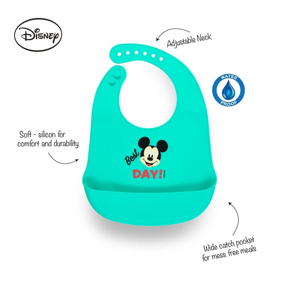 Disney - Mickey Mouse Silicone Baby Bib - Green