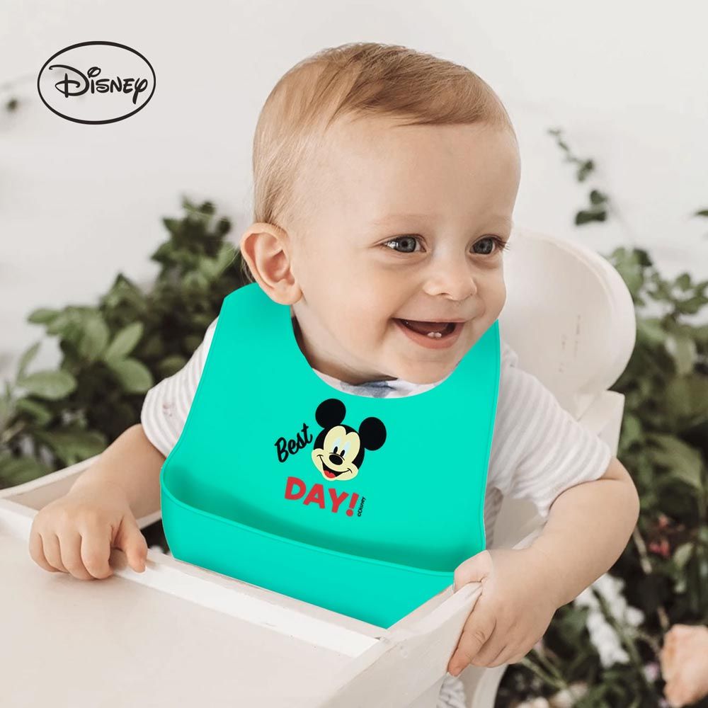 Disney - Mickey Mouse Silicone Baby Bib - Green