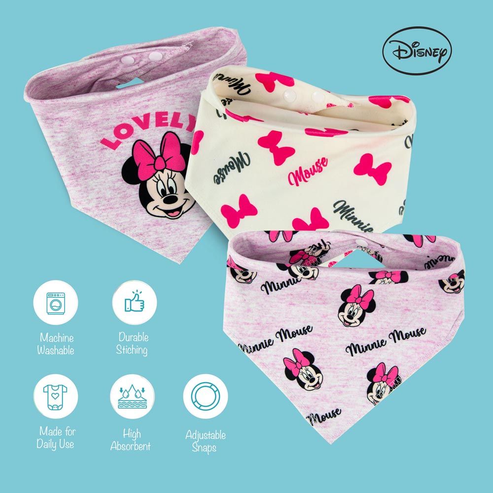 Disney - Minnie Mouse Bandana Baby Bibs Pack Of 3