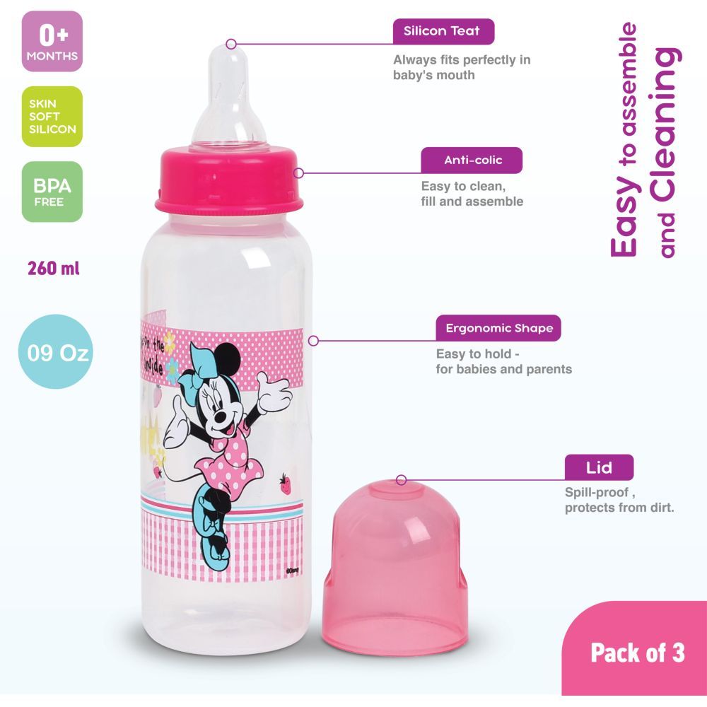 Disney - Minnie Mouse 9oz Baby Feeding Bottle Pack of 3