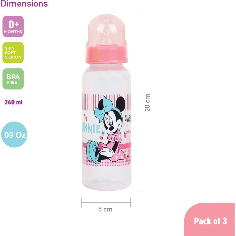 Disney - Minnie Mouse 9oz Baby Feeding Bottle Pack of 3