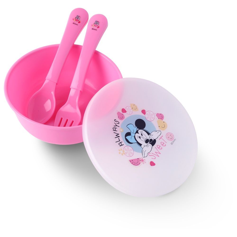 Disney - Baby Feeding Bowl, Fork & Spoon Set - Pink