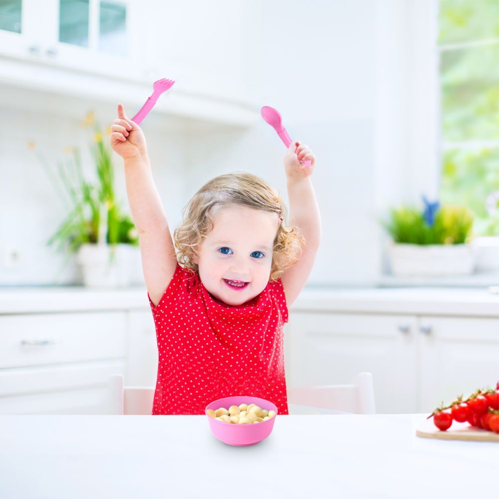 Disney - Baby Feeding Bowl, Fork & Spoon Set - Pink