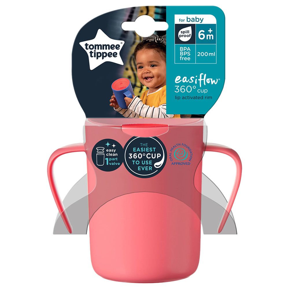 Tommee Tippee - 360 Handled Cup 200ml - Pink