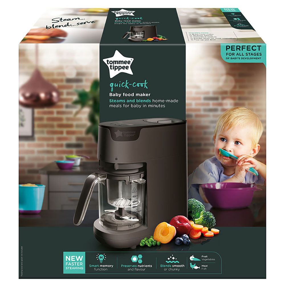 Tommee Tippee Quick Cook Baby Food Steamer Blender-Black