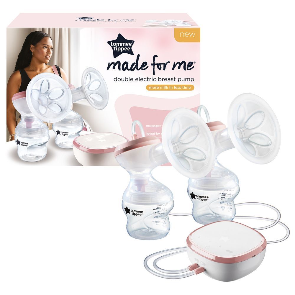 Tommee Tippee - Made for Me Double Electric Breast Pump With Baby Bottles - 2 Pcs-150 ml - Pink/White